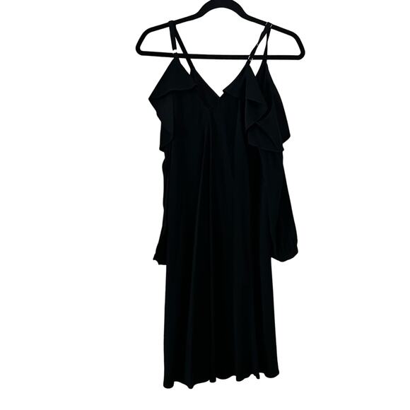 A.L.C Felicia Ruffle V-Neck Little Black Dress Size 2 - Picture 2 of 15